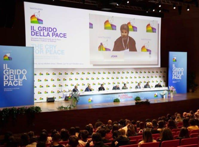 Monsignor Joan Pelushi, in Rome at the International Peace Conference