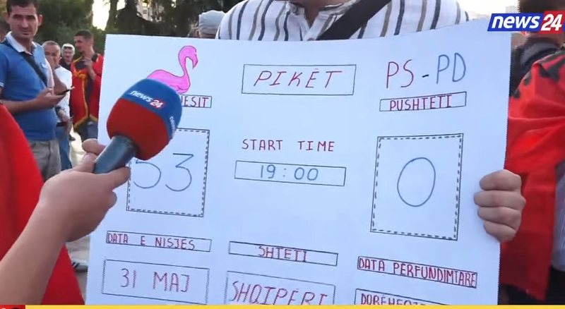 &ldquo;Kemi triumfuar 53-0 ndaj pushtetit&rdquo;/ Aktivisti sjell pankart&euml;n