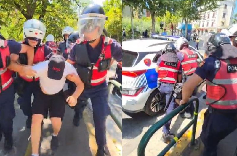 20 protestues shoq&euml;rohen n&euml; polici, mes tyre edhe nj&euml; gazetare