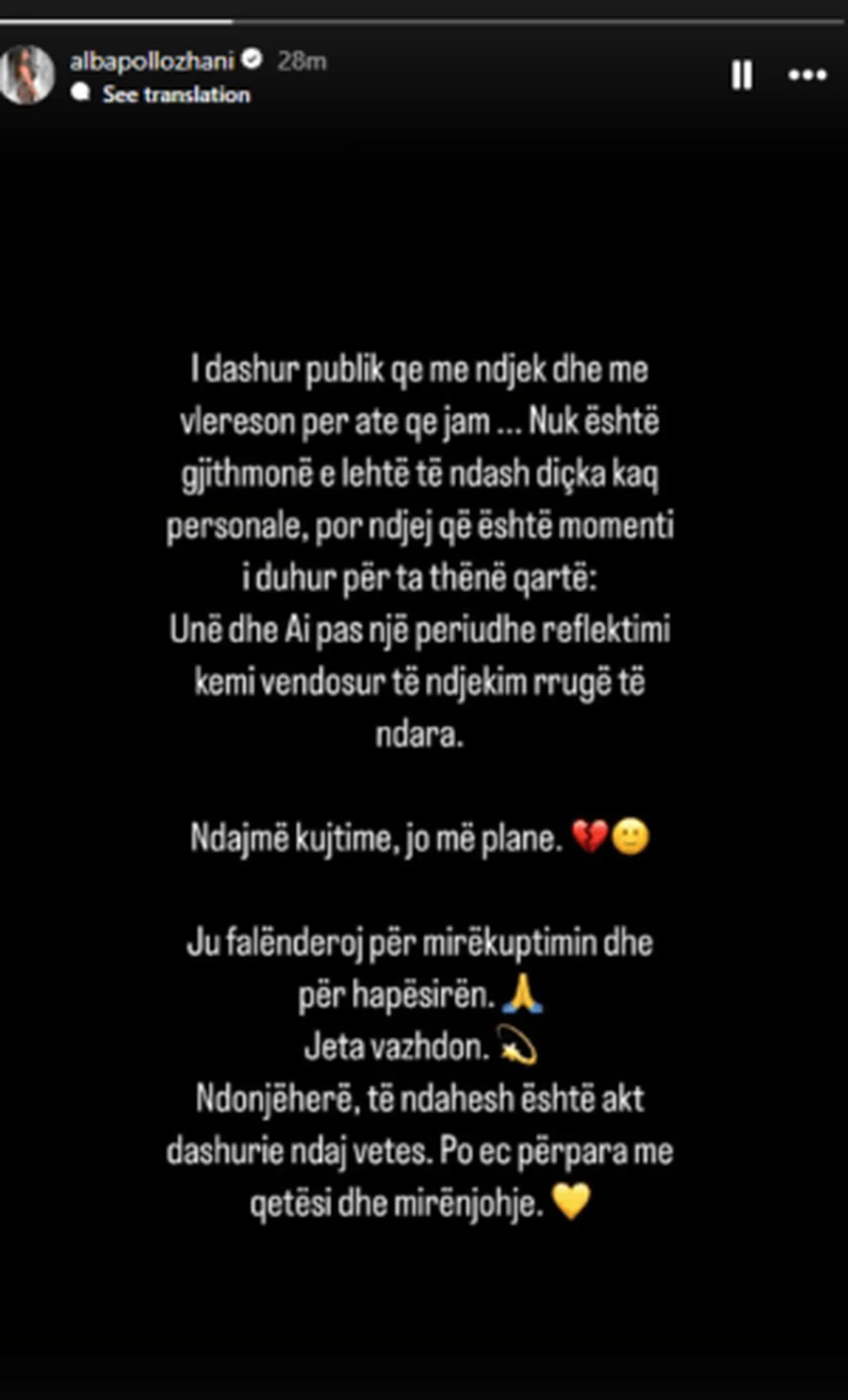 Çfarë ndodhi? Alba Pollozhani lajmëron papritur ndarjen nga Lim
