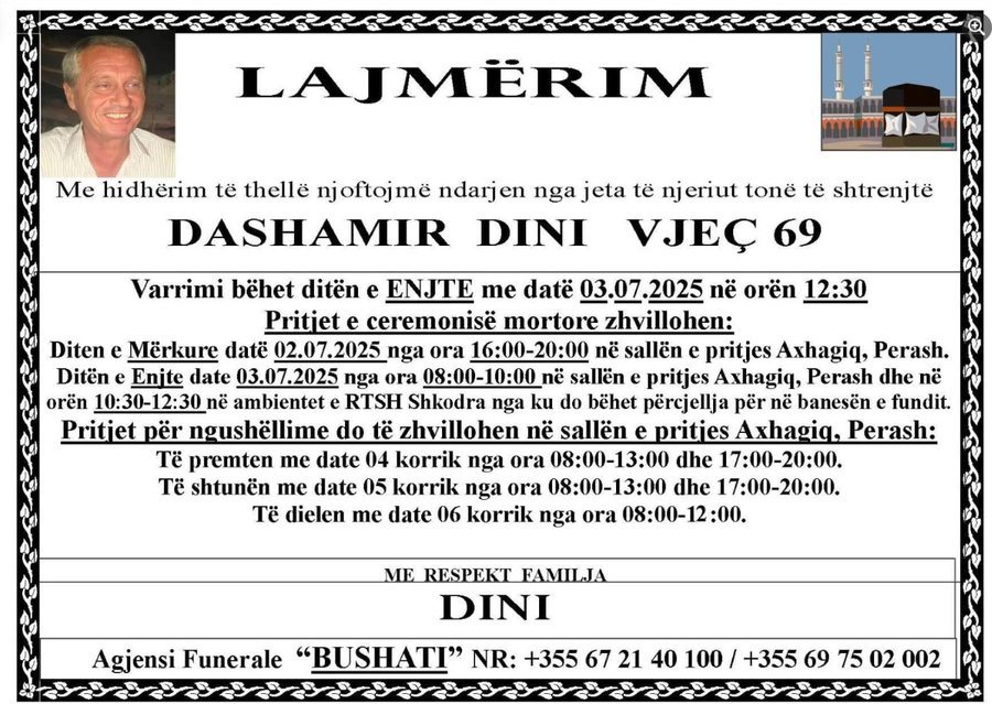 Lamtumira e fundit për Dashamir Dinin: “I plasi zemra” nga