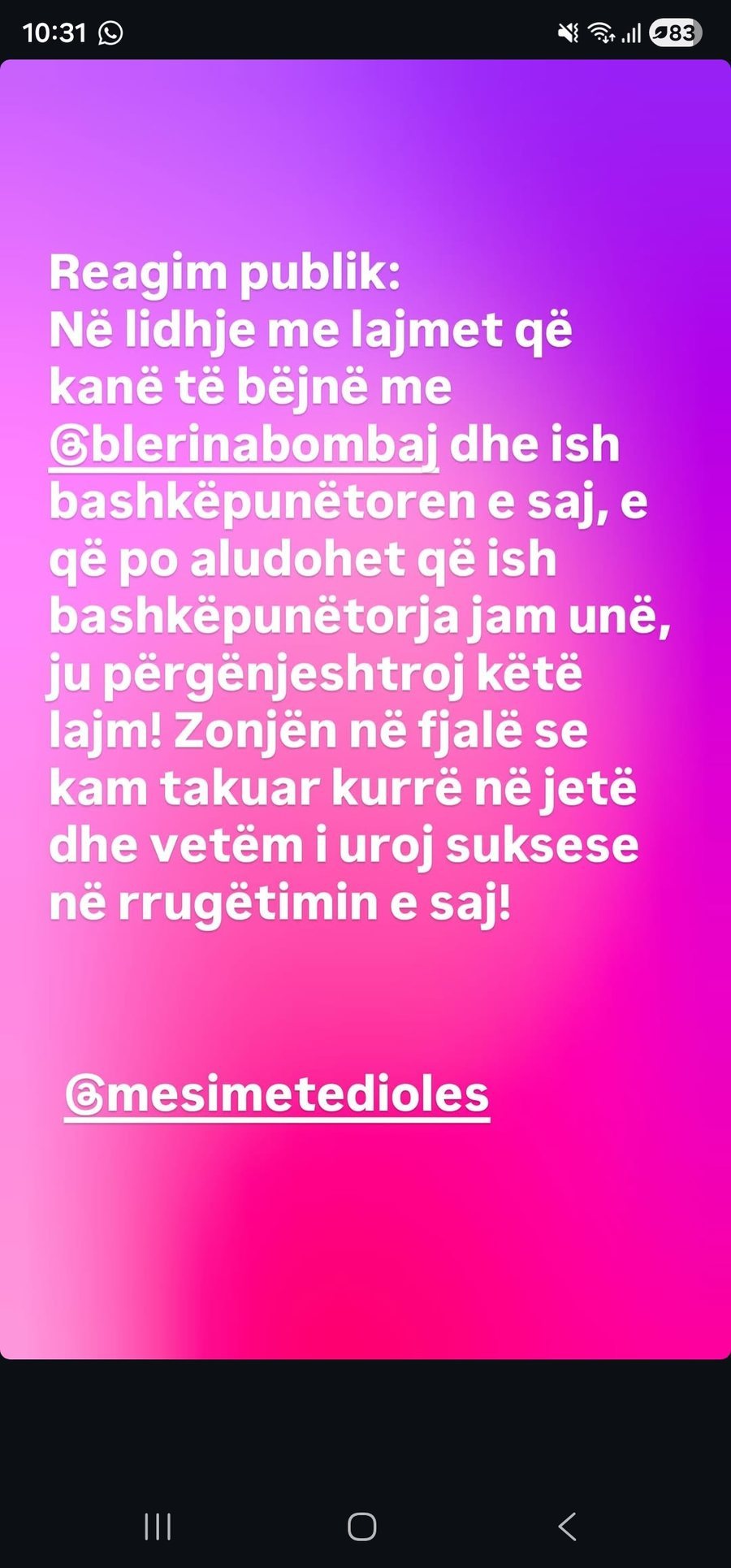 “U tregua e pabesë”, Diola Dosti reagon pas komenteve në