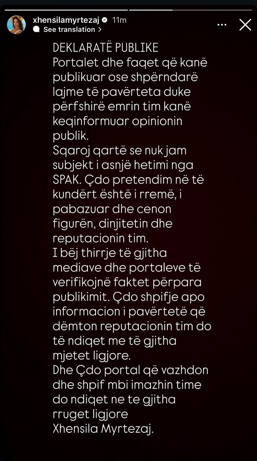 Xhensila Myrtezaj thyen heshtjen pas lajmeve t&euml; bujshme: Po cenoni