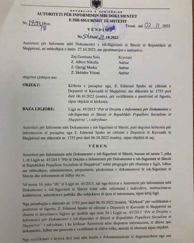 Manja e akuzoi si ish-sigurims, Spaho publikon dosjen p&euml;r