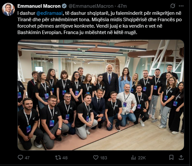 "Miqësia midis Shqipërisë dhe Francës po forcohet