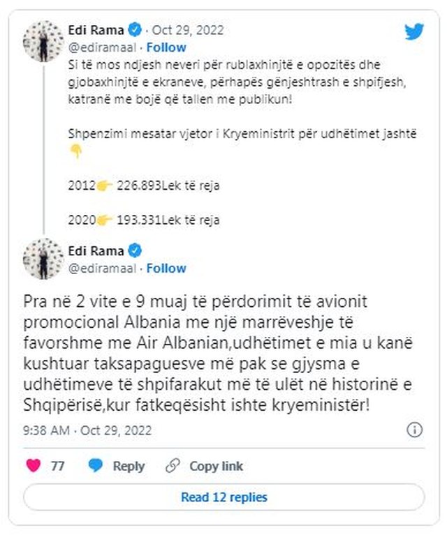 Ekskluzive/ Momenti kur Rama zbret nga charteri 36 mijë euro fluturimi