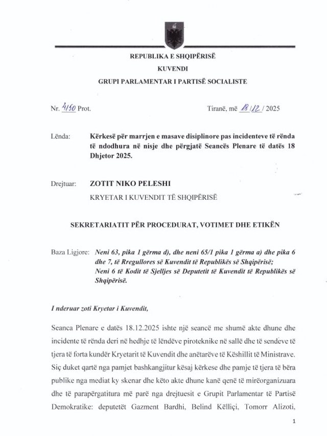 Kaosi në Kuvend/ Grupi i PS kërkon përjashtimin deri në dy