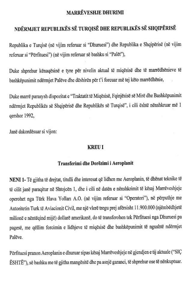 Turqia i dhuroi Shqipërisë avion VIP! Zbardhet MARRËVESHJA mes dy