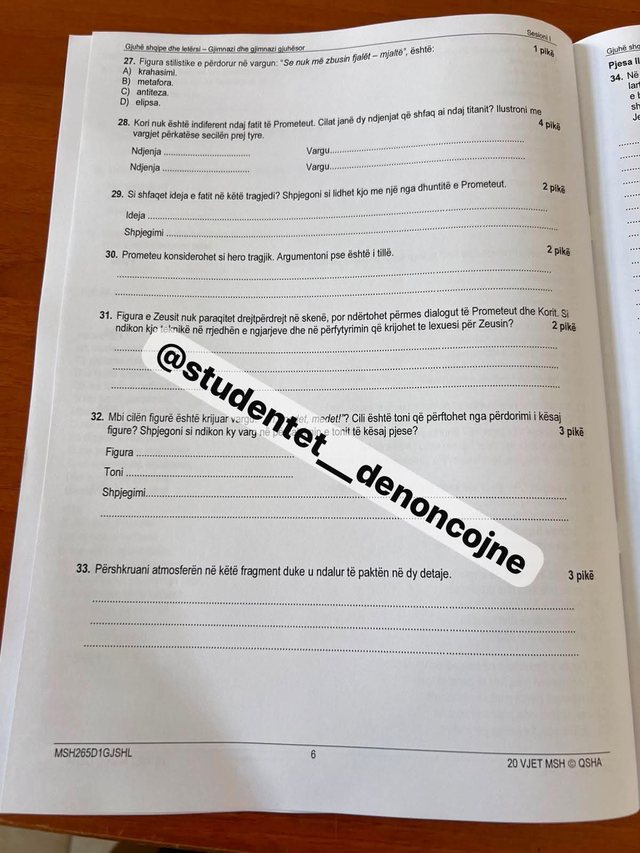 Matura Shtetërore, rreth 20 minuta pas nisjes publikohet teza e Gjuhës