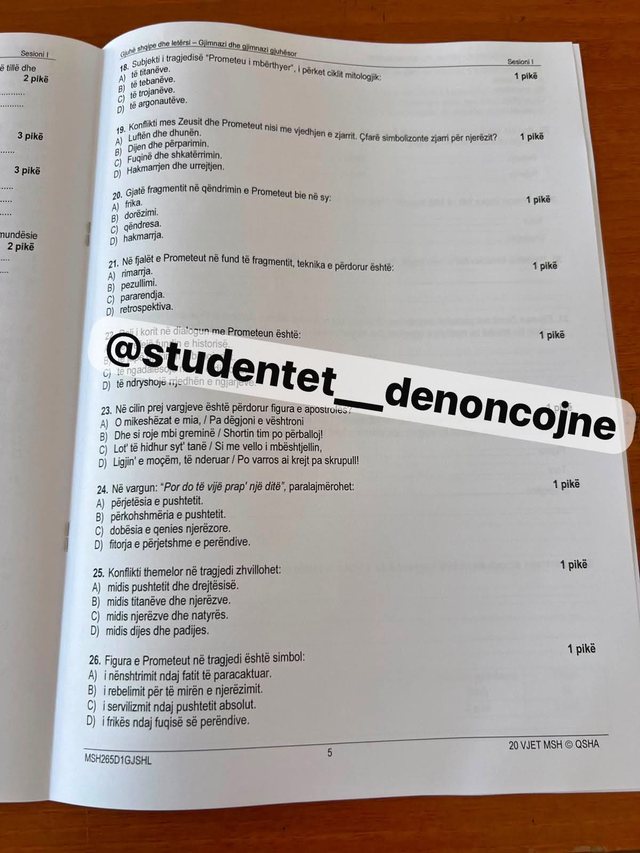 Matura Shtetërore, rreth 20 minuta pas nisjes publikohet teza e Gjuhës