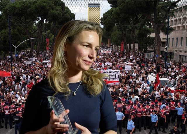 Protesta masive p&euml;r largimin e Ram&euml;s/ Lea Ypi  publikon pamje nga