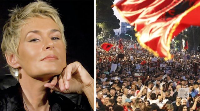 Shkrimtarja Elvira Dones mb&euml;shtet protestat masive n&euml; Tiran&euml;,