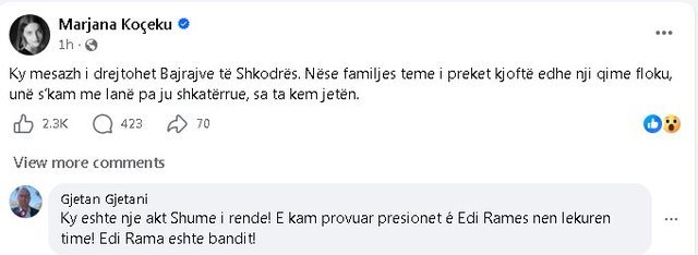 "N&euml;se familjes time i preket nj&euml; fije floku..."/ Marjana