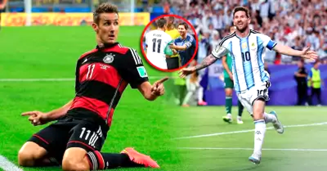 Miroslav Klose p&euml;rg&euml;zon yllin Leo Messi p&euml;r rekordin: