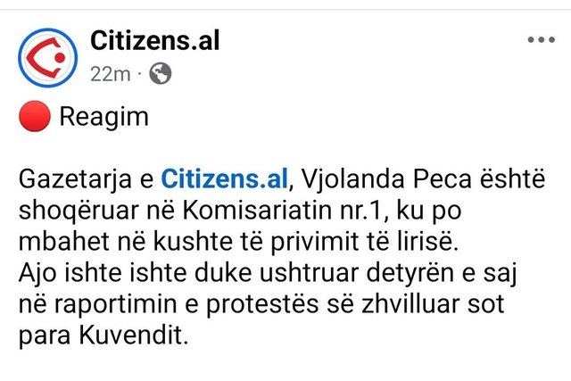Po raportonte protestën para Kuvendit, shoqërohet në polici