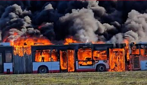 Digjen dhjet&euml;ra autobus&euml; t&euml; rreshtuar n&euml; sektorin Rinia