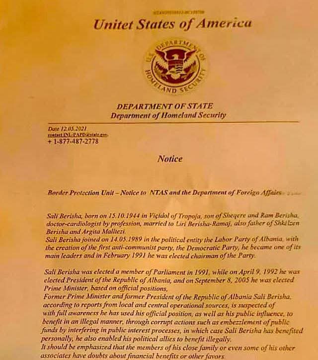 Gazetari amerikan: Pyeta DASH dhe Berisha mund të shkojë në SHBA.
