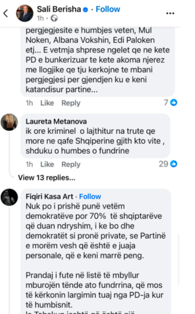 Berisha fton  mbështetësit në protestë 16 maj, ja si i