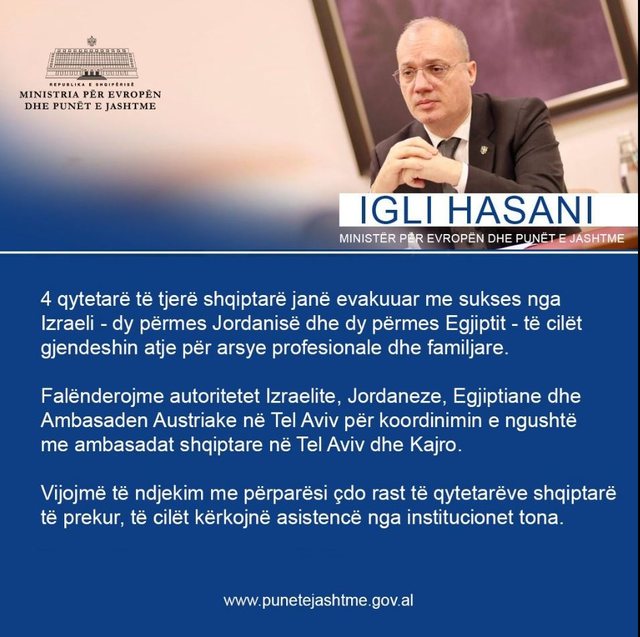 Konflikti në Lindjen e Mesme, 4 shtetas shqiptarë evakuohen nga