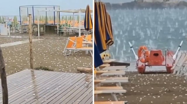 Breshëri sa topat e golfit godet plazhet në Rimini
