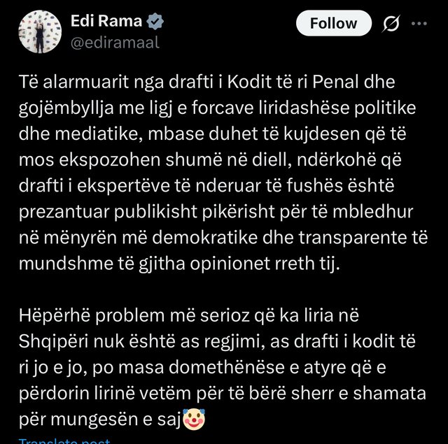 Debati për Kodin e ri Penal, reagon kryeministri Rama!