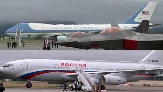 Foto/ Avionët presidencialë amerikan e rus krah më krah!