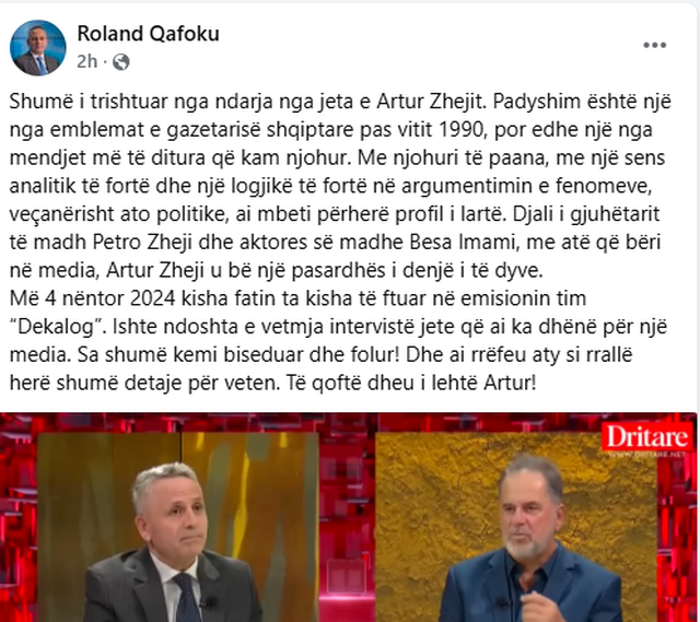 Lamtumirë! Miq, kolegë e personalitete flasin për Artur Zhejin