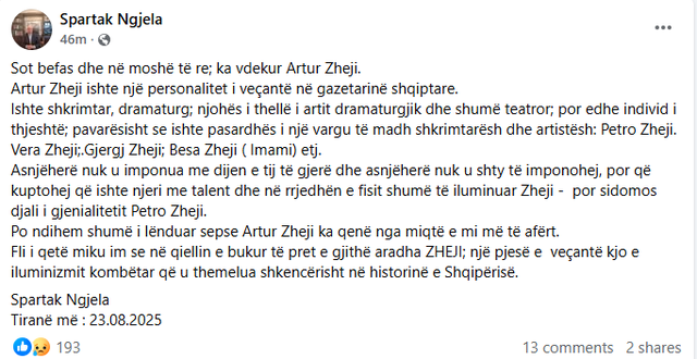 Lamtumirë! Miq, kolegë e personalitete flasin për Artur Zhejin