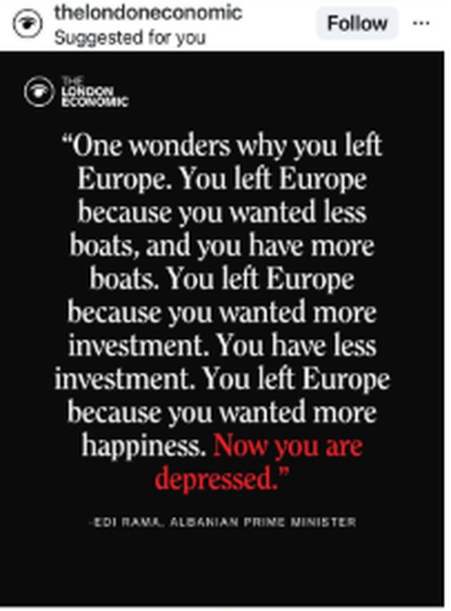 The London Economic: Edi Rama, shprehja që u bë virale!