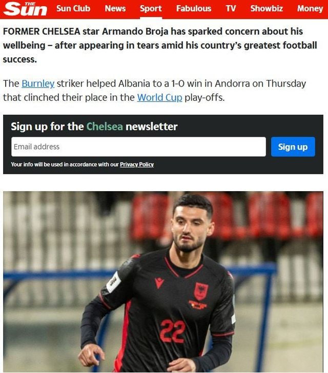 Broja i përlotur pas fitores 1–0 ndaj Andorrës, mediat