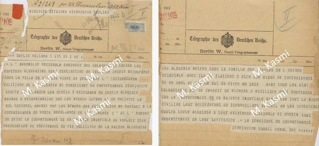 Diplomacia e Pavarësisë:  tri telegrame historike të panjohura