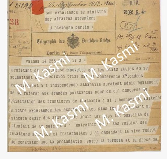 Diplomacia e Pavarësisë:  tri telegrame historike të panjohura