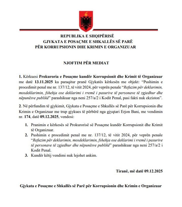 Pushohen hetimet për ish-kryetarin e Gjykatës së Lartë,