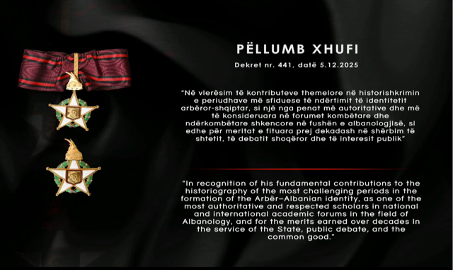 Pëllumb Xhufi dekorohet me titullin Oficer i Madh