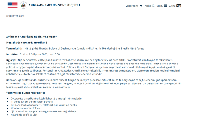 Sot protesta e PD-s&euml;, Ambasada e SHBA u b&euml;n thirrje qytetar&euml;ve