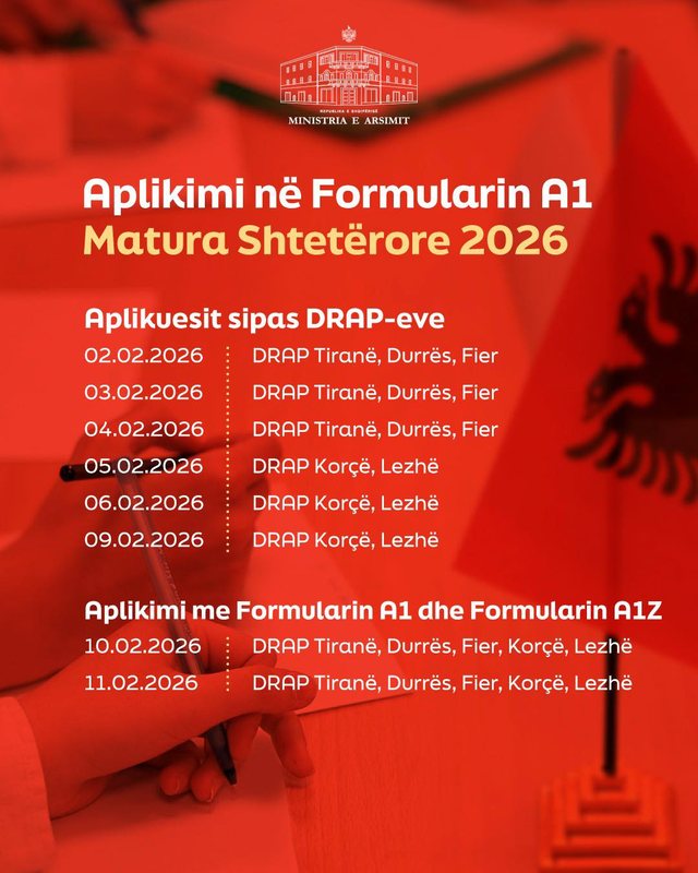 Provimet e Matur&euml;s Shtet&euml;rore! Ja kur hapet periudha e aplikimeve