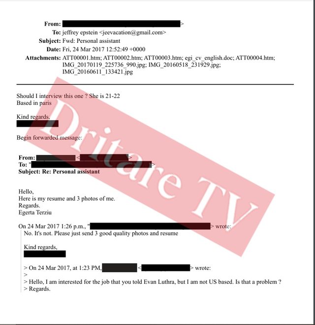 Dosja Epstein/ Vajza nga Tirana aplikon për punë,