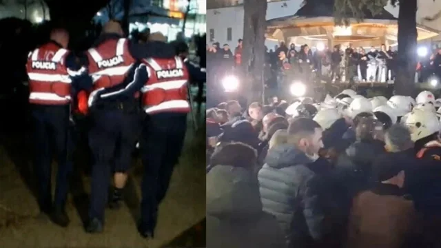 P&euml;rplasja me protestuesit para Kuvendit, l&euml;ndohen 16 polic&euml;