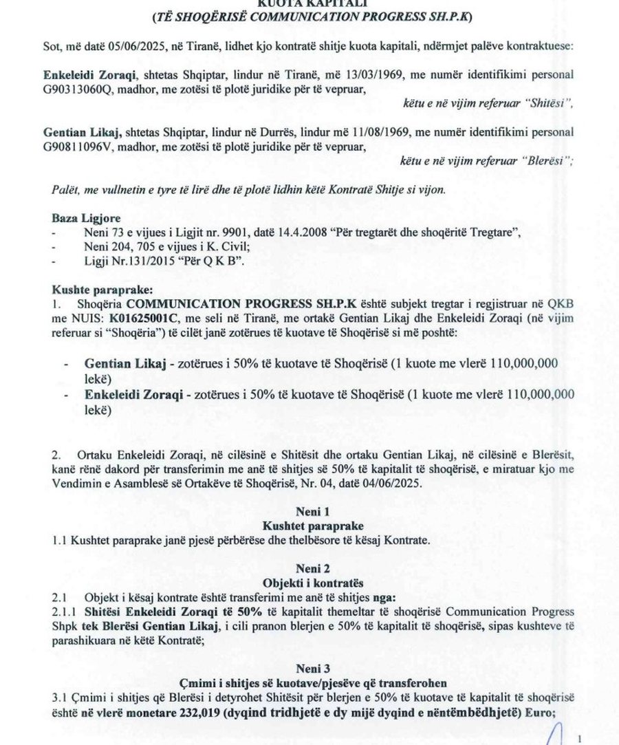 Communication Progress, lubia e tenderave të AKSHI-t shitet për