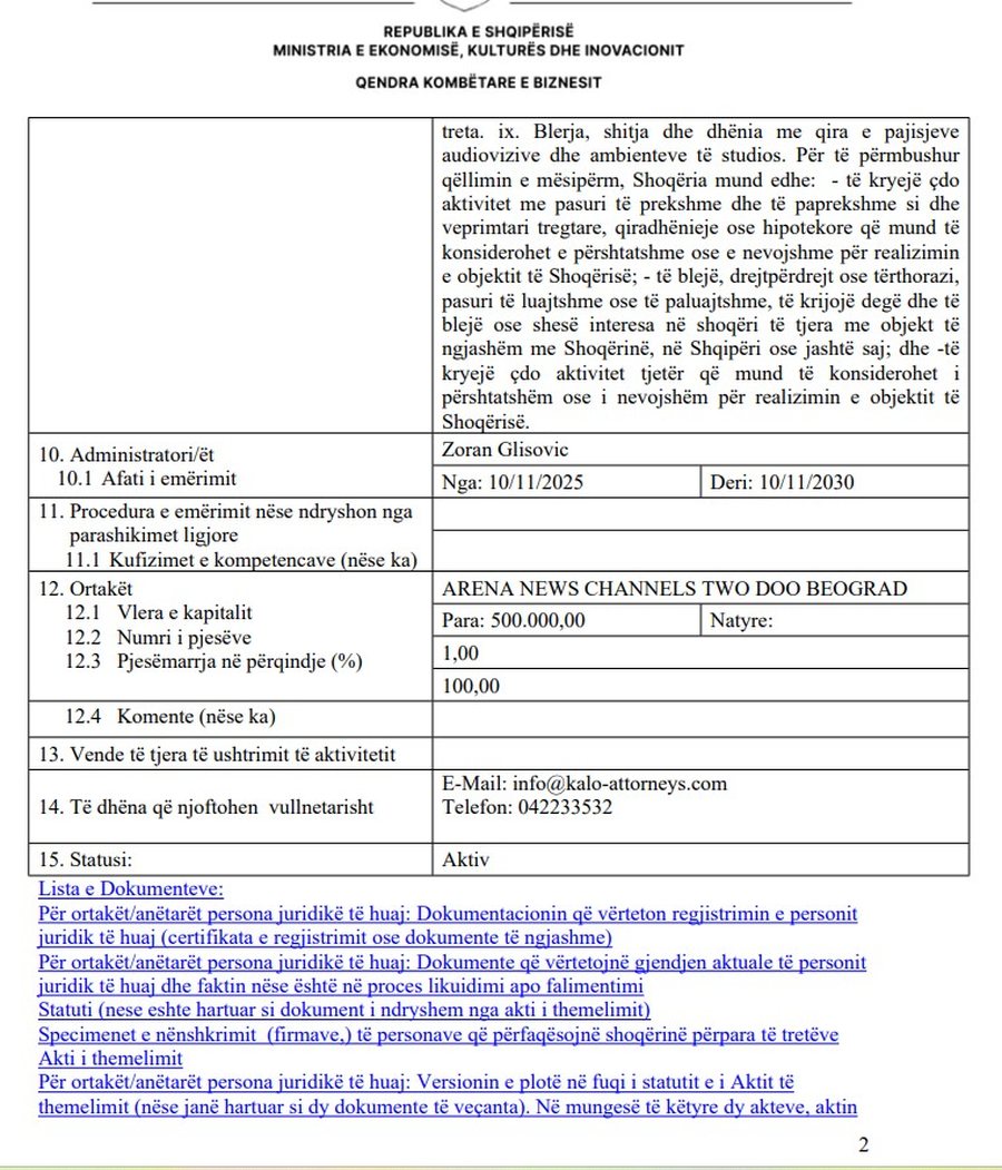 Serbët hyjnë në tregun mediatik shqiptar, themelohet Arena