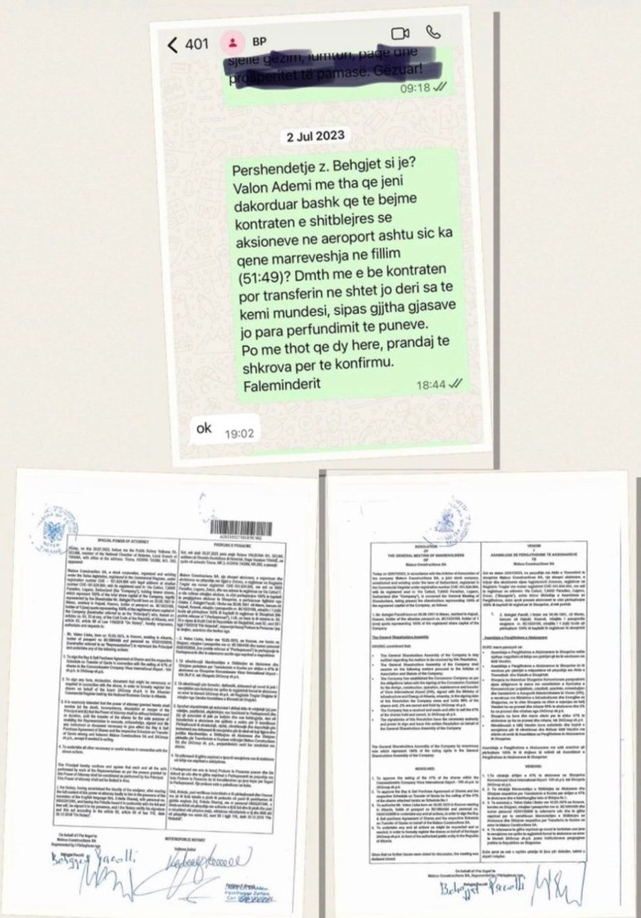 Valon Lluka nxjerr komunikimet/ Pacolli miratoi shitjen e aksioneve tek Valon