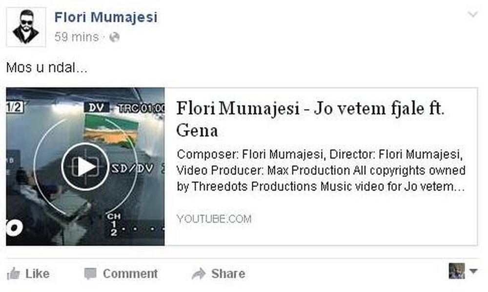 Flori Mumajesi, mesazh t&euml; fsheht&euml; ish t&euml; dashur&euml;s Soni