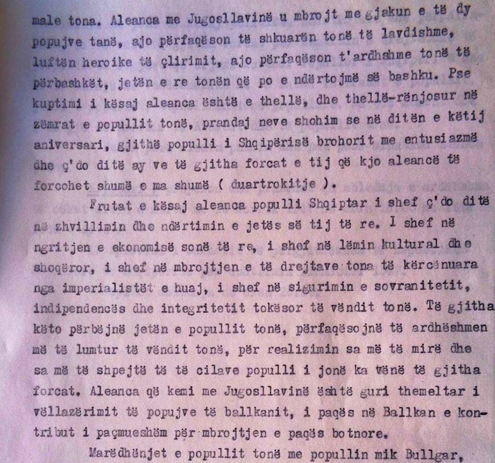 12 korrik 1947/ &Ccedil;far&euml; tha n&euml; kuvend Enver Hoxha p&euml;r