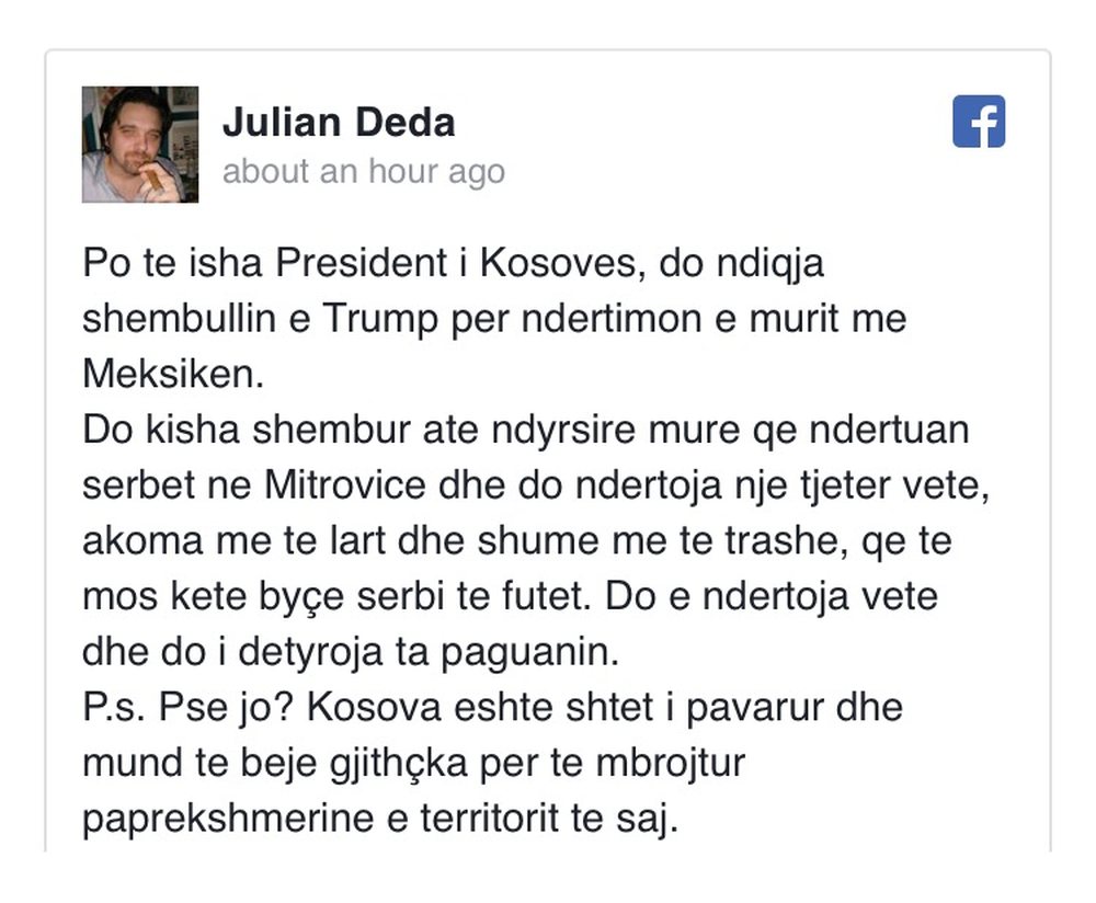 Julian Deda ka 2 fjal&euml; p&euml;r Hashim Tha&ccedil;in (Foto)