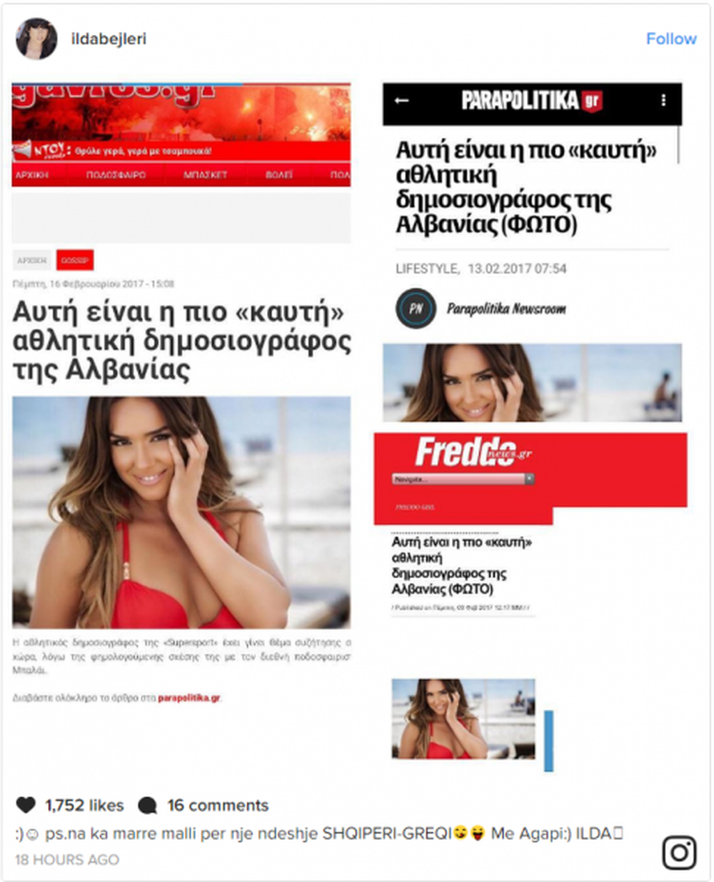 Greqia dedikim Ilda Bejlerit (Foto)