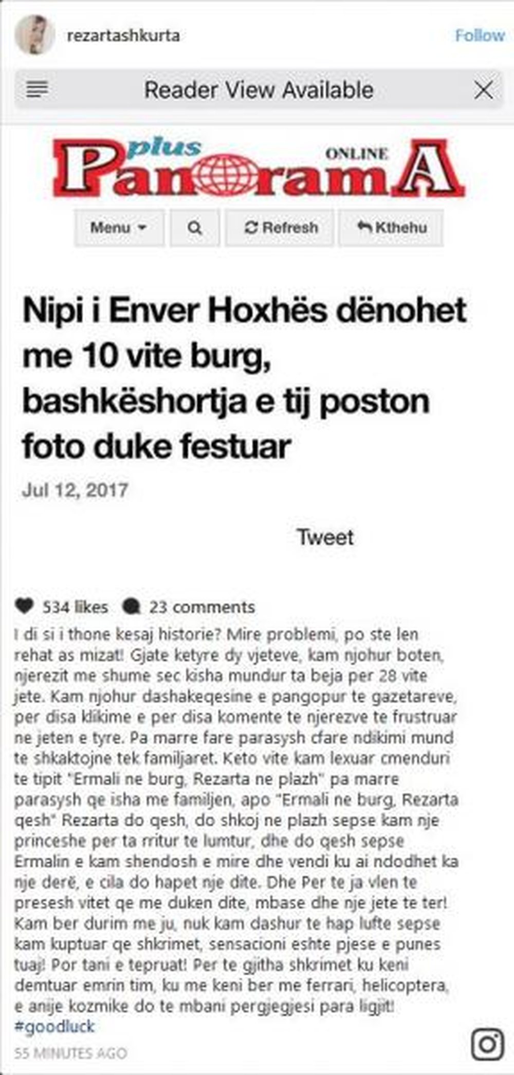 Pas akuzave, reagon Rezarta Shkurta: Do mbani p&euml;rgjegj&euml;si para ligjit