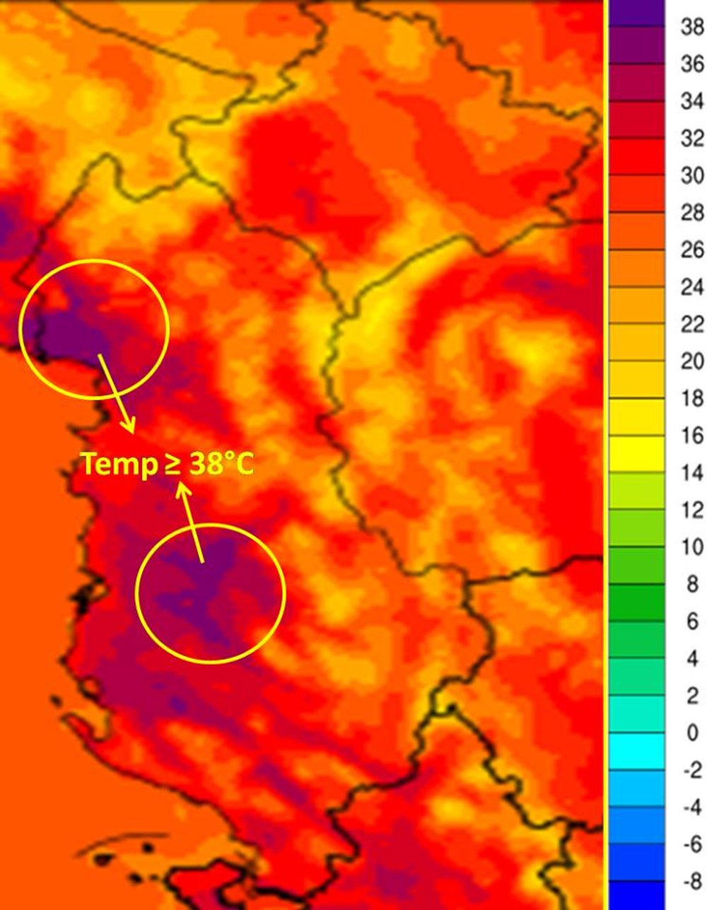 Nga java e par&euml; e gushtit Shqip&euml;ria me temperatura