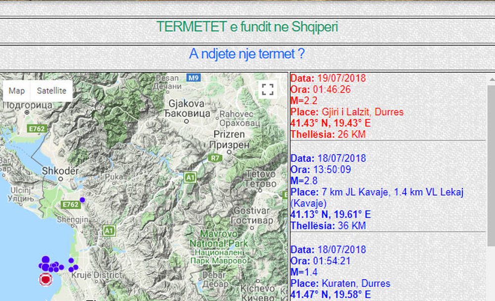 Tjet&euml;r t&euml;rmet gjat&euml; nat&euml;s, n&euml; epiqend&euml;r Gjiri i