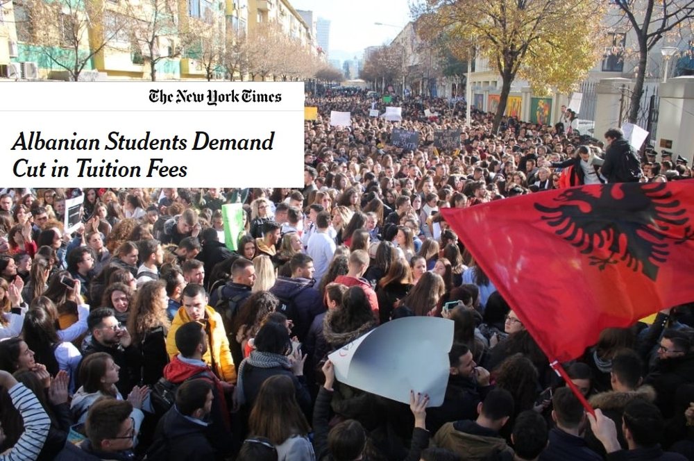 &ldquo;New York Times&rdquo;: Qeveria e Tiran&euml;s sprapset nga student&euml;t