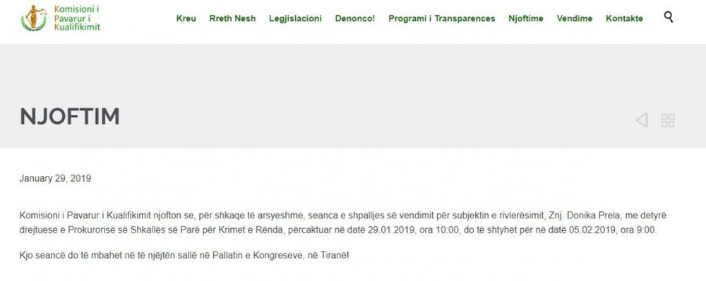 A do ta kaloj&euml; Donika Prela vetingun? Vendimi shtyhet p&euml;r n&euml; 5